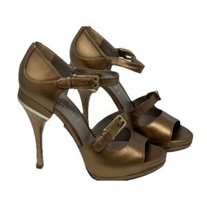Gianni Versace Bronze gold Snake Leather Hidden Platform Heels EU 40 US 10